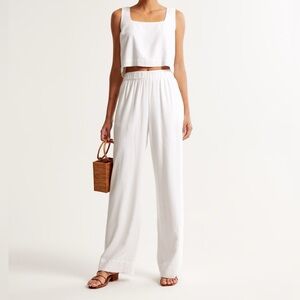 Abercrombie & Fitch white linen pull-on pants size large
